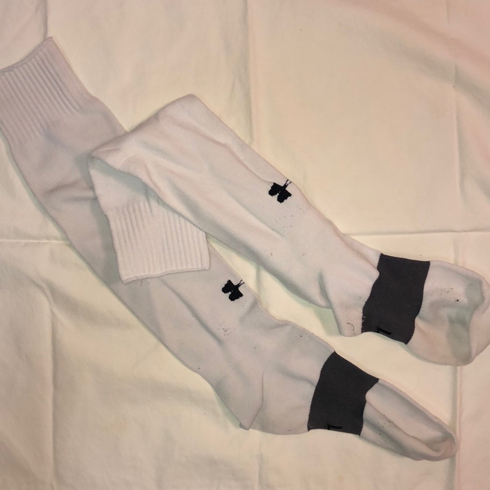 White knee high softball socks